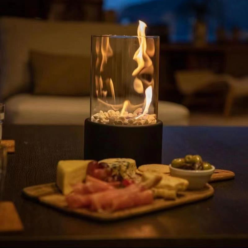 Portable Glass Decorative Alcohol Fireplace Table Lamp